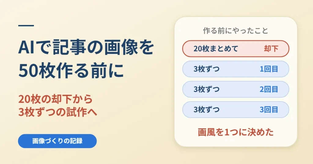 AIで記事の画像を50枚作る前に｜20枚の却下から3枚ずつの試作へ